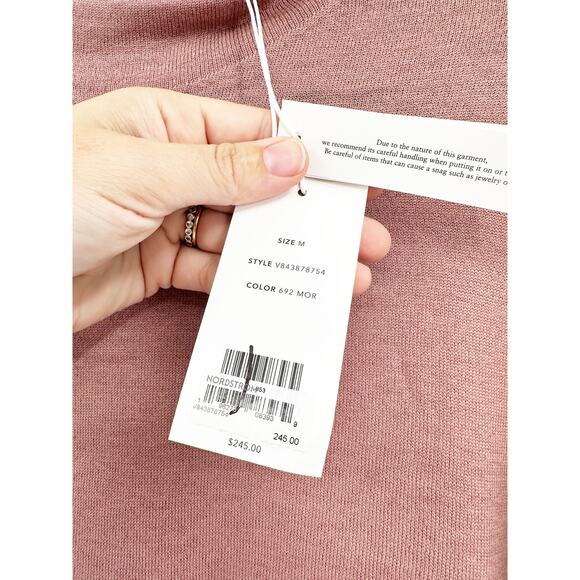 Vince Wool Cashmere Blend Funnel Mock Neck Pink Pullover Sweater Size Medium NWT - Picture 6 of 6